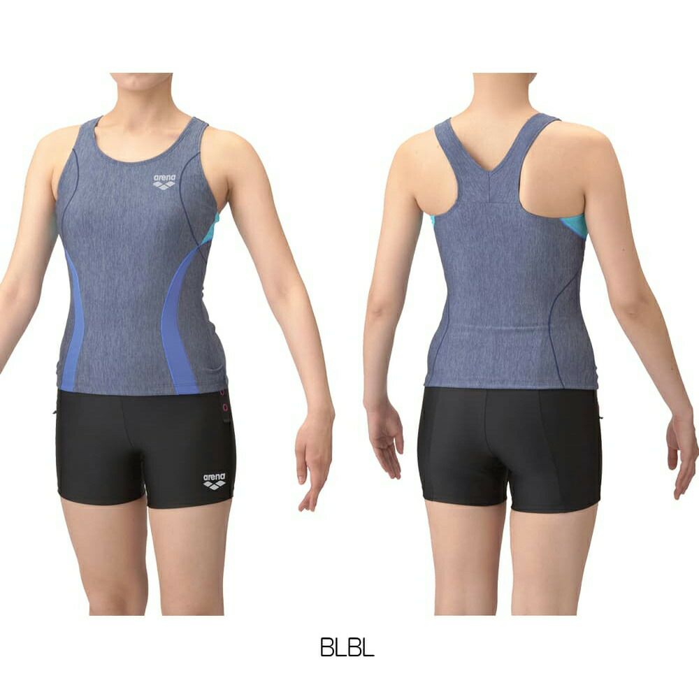 アリーナARENAフィットネス水着レディースフィットネスセパレーツYバックショートレッグ差し込みパッドパッド付きAS5SWF40L