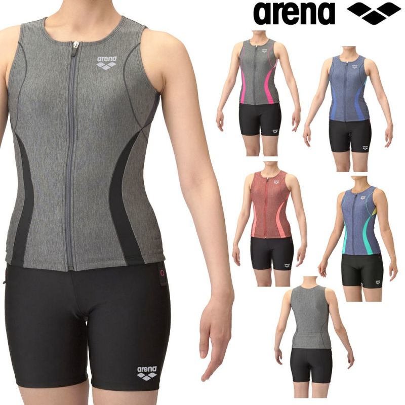 アリーナARENAフィットネス水着レディースフィットネスセパレーツカバーバックミドルレッグ差し込みパッドパッド付きモク2Way2025年春夏モデルAS5SWF41L