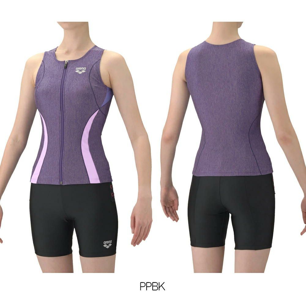 アリーナARENAフィットネス水着レディースフィットネスセパレーツカバーバックミドルレッグ差し込みパッドパッド付きAS5SWF41L