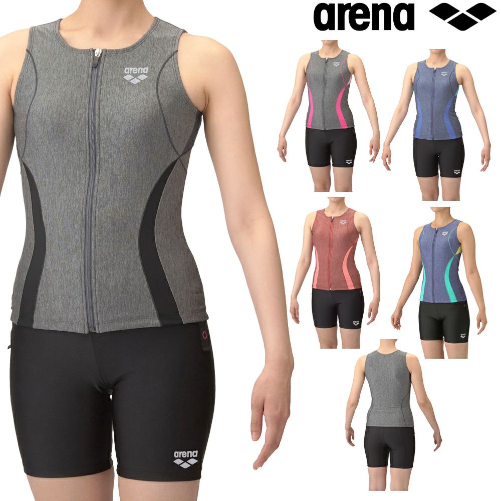 アリーナARENAフィットネス水着レディースフィットネスセパレーツカバーバックミドルレッグ差し込みパッドパッド付きモク2Way2025年春夏モデルAS5SWF42L