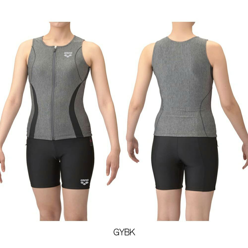 アリーナARENAフィットネス水着レディースフィットネスセパレーツカバーバックミドルレッグ差し込みパッドパッド付きAS5SWF42L