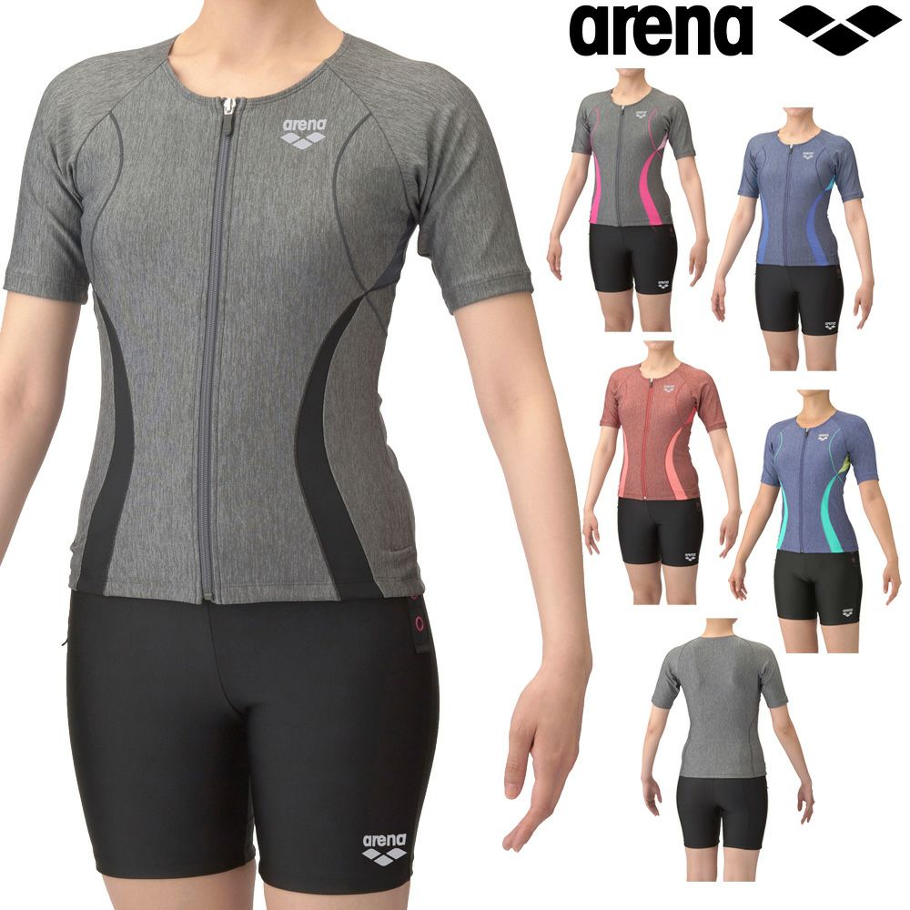 アリーナARENAフィットネス水着レディースフィットネスセパレーツカバーバックミドルレッグ差し込みパッドパッド付きモク2Way2025年春夏モデルAS5SWF43L