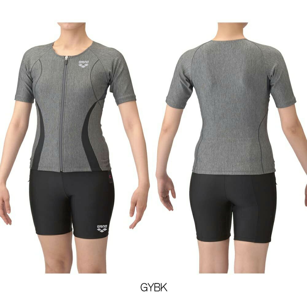 アリーナARENAフィットネス水着レディースフィットネスセパレーツカバーバックミドルレッグ差し込みパッドパッド付きAS5SWF43L