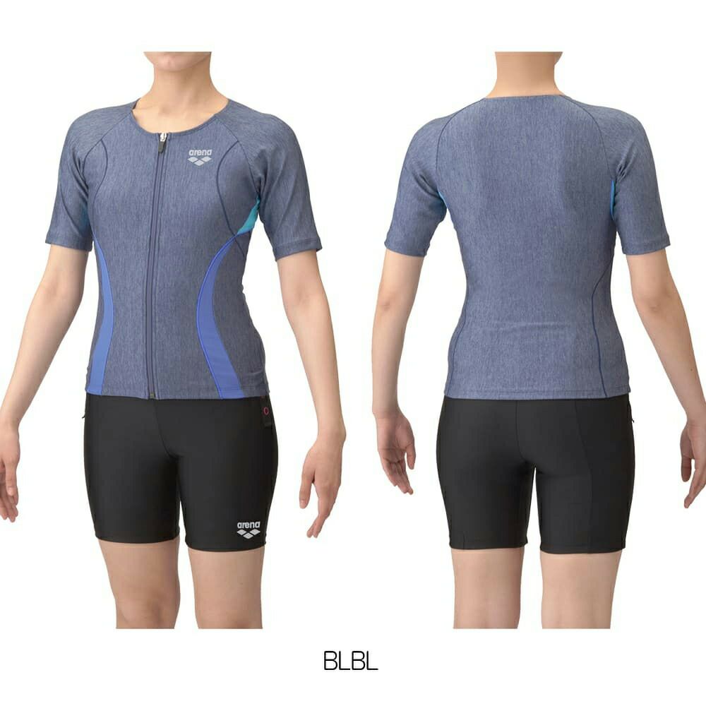 アリーナARENAフィットネス水着レディースフィットネスセパレーツカバーバックミドルレッグ差し込みパッドパッド付きAS5SWF43L