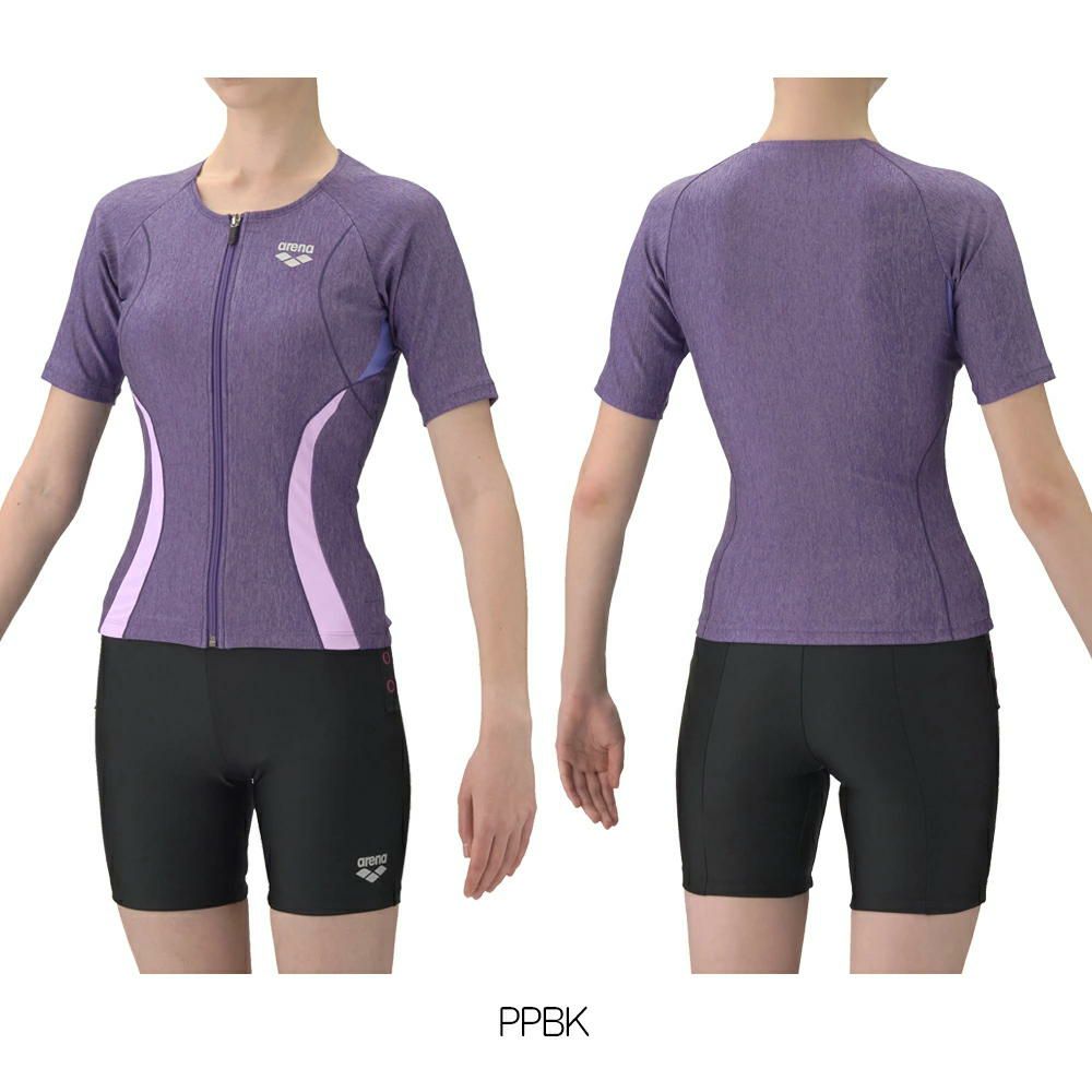 アリーナARENAフィットネス水着レディースフィットネスセパレーツカバーバックミドルレッグ差し込みパッドパッド付きAS5SWF43L