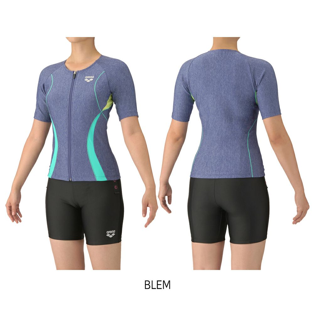 アリーナARENAフィットネス水着レディースフィットネスセパレーツカバーバックミドルレッグ差し込みパッドパッド付きモク2Way2025年春夏モデルAS5SWF43L