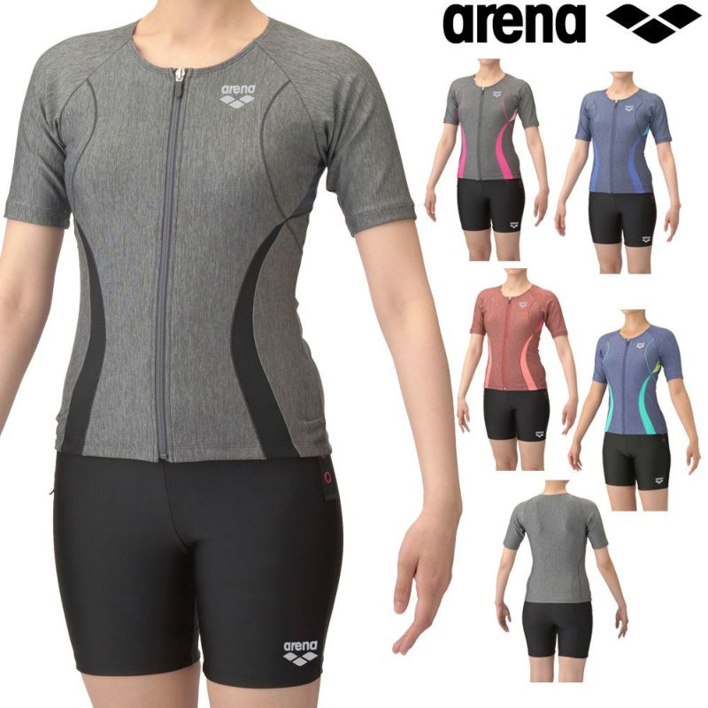 アリーナARENAフィットネス水着レディースフィットネスセパレーツカバーバックミドルレッグ差し込みパッドパッド付きモク2Way2025年春夏モデルAS5SWF44L