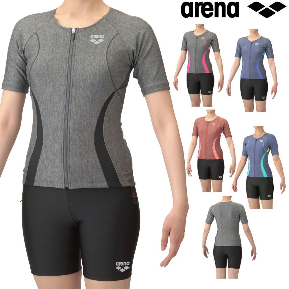 アリーナARENAフィットネス水着レディースフィットネスセパレーツカバーバックミドルレッグ差し込みパッドパッド付きモク2Way2025年春夏モデルAS5SWF44L