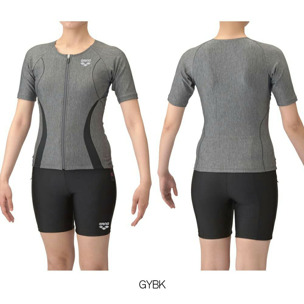 アリーナARENAフィットネス水着レディースフィットネスセパレーツカバーバックミドルレッグ差し込みパッドパッド付きAS5SWF44L