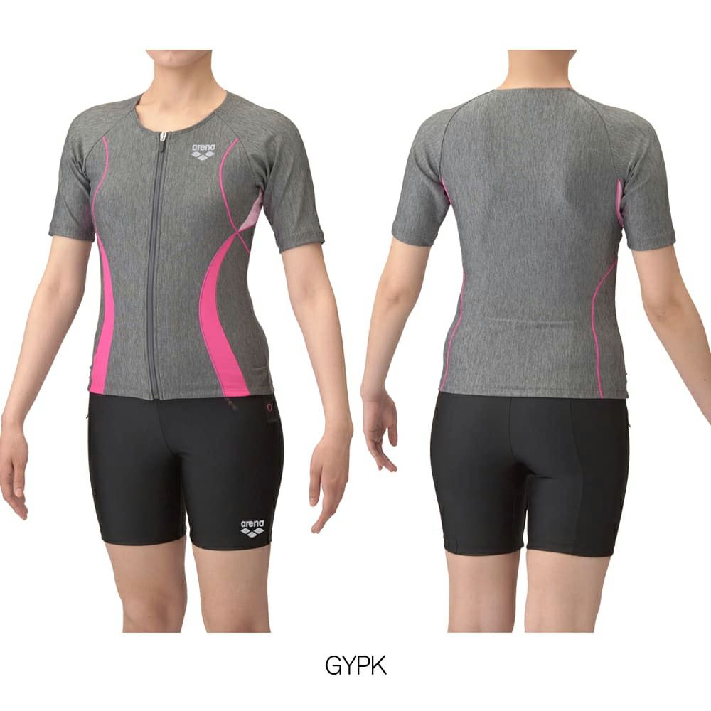 アリーナARENAフィットネス水着レディースフィットネスセパレーツカバーバックミドルレッグ差し込みパッドパッド付きモク2Way2025年春夏モデルAS5SWF44L