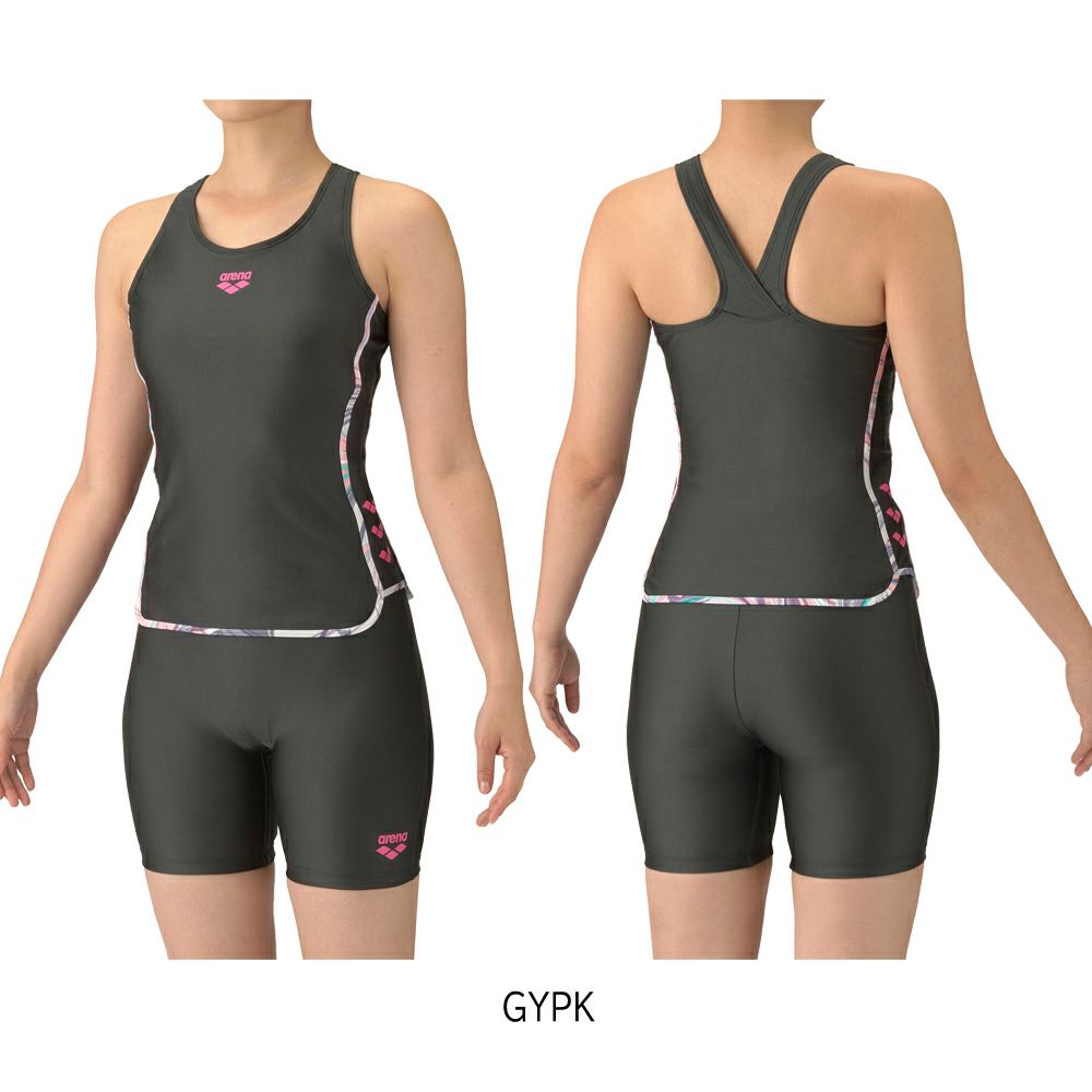 アリーナARENAフィットネス水着レディースフィットネスセパレーツYバックミドルレッグ差し込みパッドパッド付きフルダルUV2025年春夏モデルAS5SWF47L