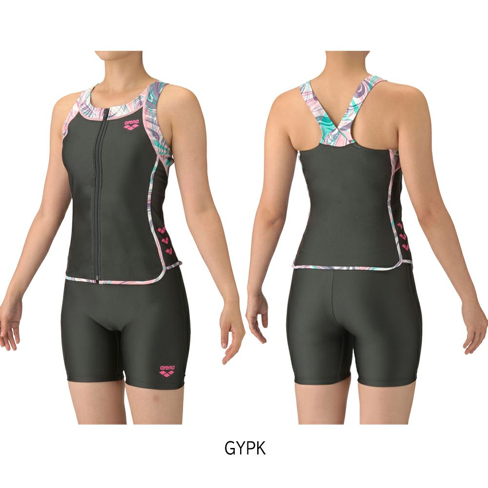 アリーナARENAフィットネス水着レディースフィットネスセパレーツYバックミドルレッグ差し込みパッドパッド付きフルダルUV2025年春夏モデルAS5SWF48L