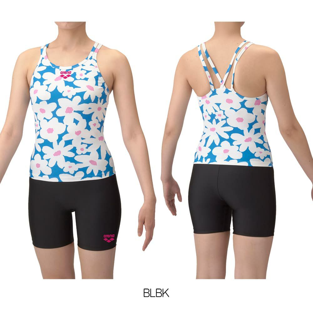 アリーナARENAフィットネス水着レディースフィットネスセパレーツミドルレッグ差し込みパッドパッド付きダブルエステル2025年春夏モデルAS5SWF49L