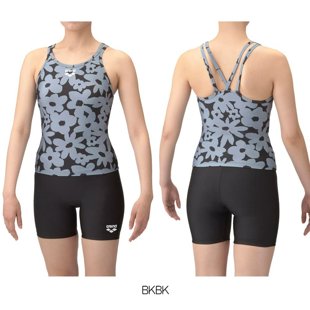 アリーナARENAフィットネス水着レディースフィットネスセパレーツミドルレッグ差し込みパッドパッド付きダブルエステル2025年春夏モデルAS5SWF49L