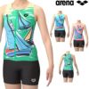 アリーナARENAフィットネス水着レディースフィットネスセパレーツカバーバックミドルレッグ差し込みパッドパッド付きフルダル2WAY2025年春夏モデルAS5SWF54L