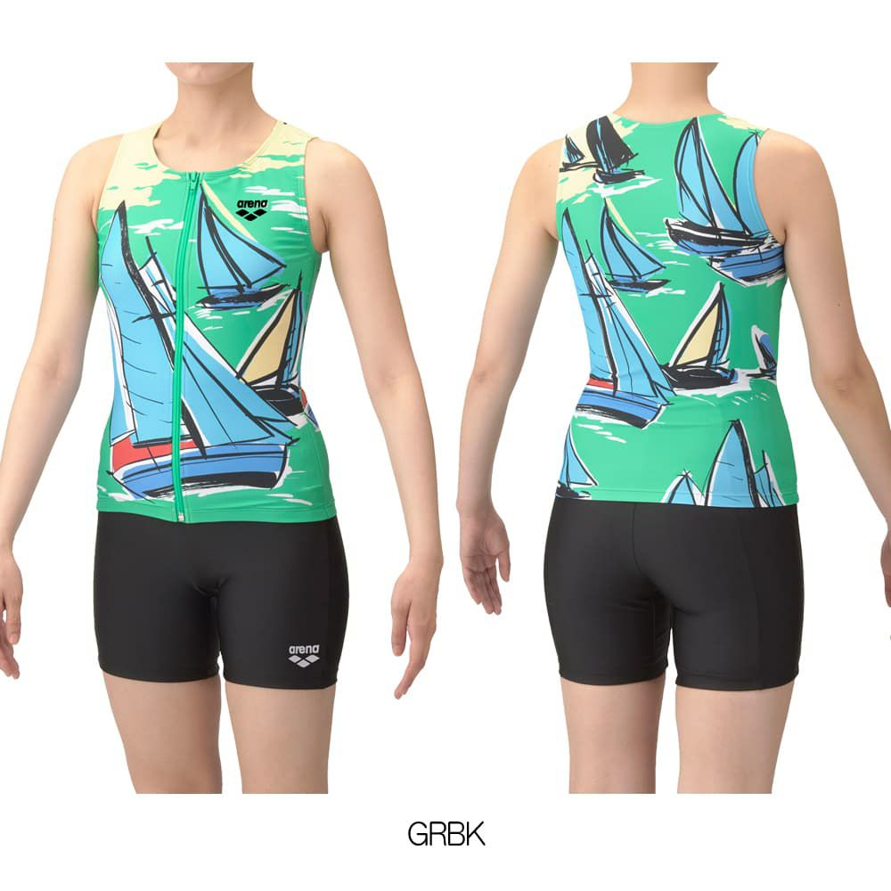 アリーナARENAフィットネス水着レディースフィットネスセパレーツカバーバックミドルレッグ差し込みパッドパッド付きフルダル2WAY2025年春夏モデルAS5SWF54L