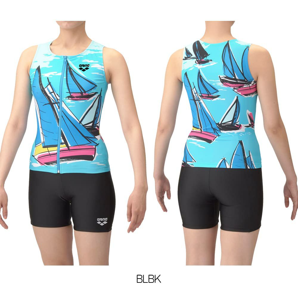 アリーナARENAフィットネス水着レディースフィットネスセパレーツカバーバックミドルレッグ差し込みパッドパッド付きフルダル2WAY2025年春夏モデルAS5SWF54L