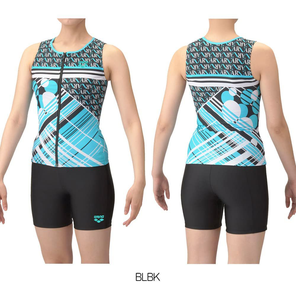 アリーナARENAフィットネス水着レディースフィットネスセパレーツカバーバックミドルレッグ差し込みパッドパッド付きフルダル2WAY2025年春夏モデルAS5SWF55L