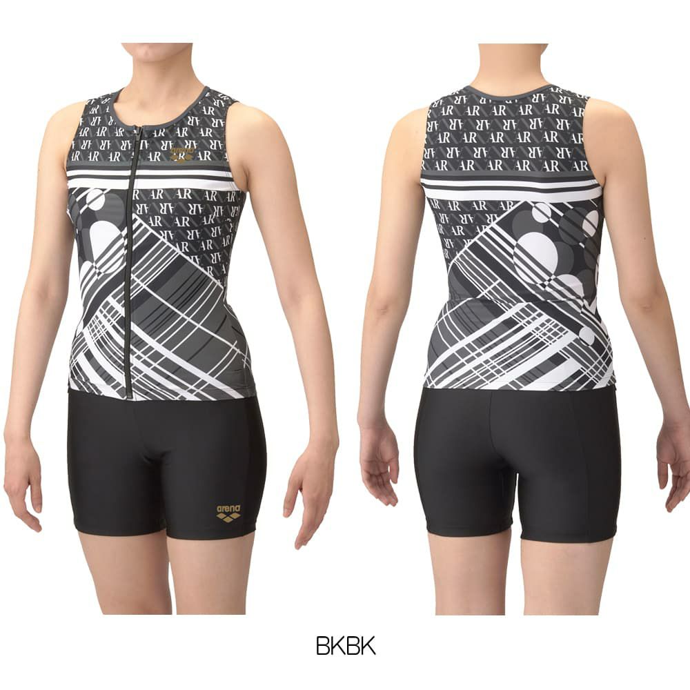 アリーナARENAフィットネス水着レディースフィットネスセパレーツカバーバックミドルレッグ差し込みパッドパッド付きフルダル2WAY2025年春夏モデルAS5SWF55L