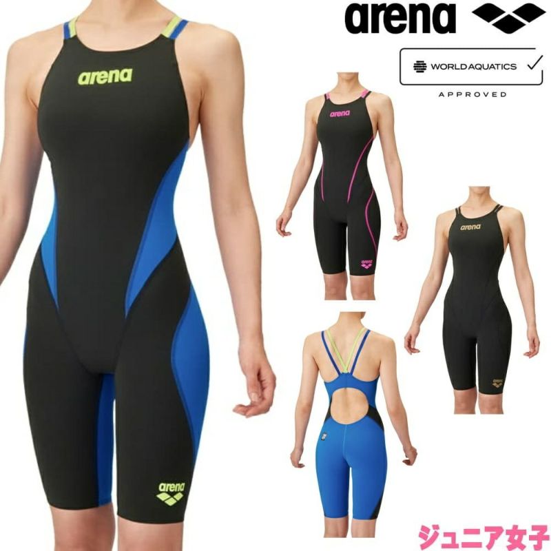 アリーナARENA競泳水着ジュニア女子WA承認モデルレーシングワンピーススパッツオープンバックハーフレッグオールインワンアクアフォースフィルムTri2025年春夏モデルAS5SRC12Gfinaマークあり