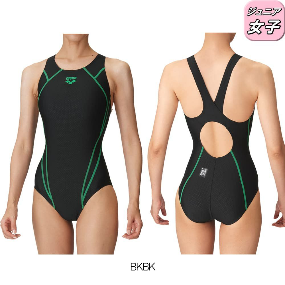 アリーナARENA競泳水着ジュニア女子WA承認モデルレーシングワンピースオープンバックAQUARACINGECOAQUASTRIPE-D2025年春夏モデルAS4FRC51Gfinaマークあり
