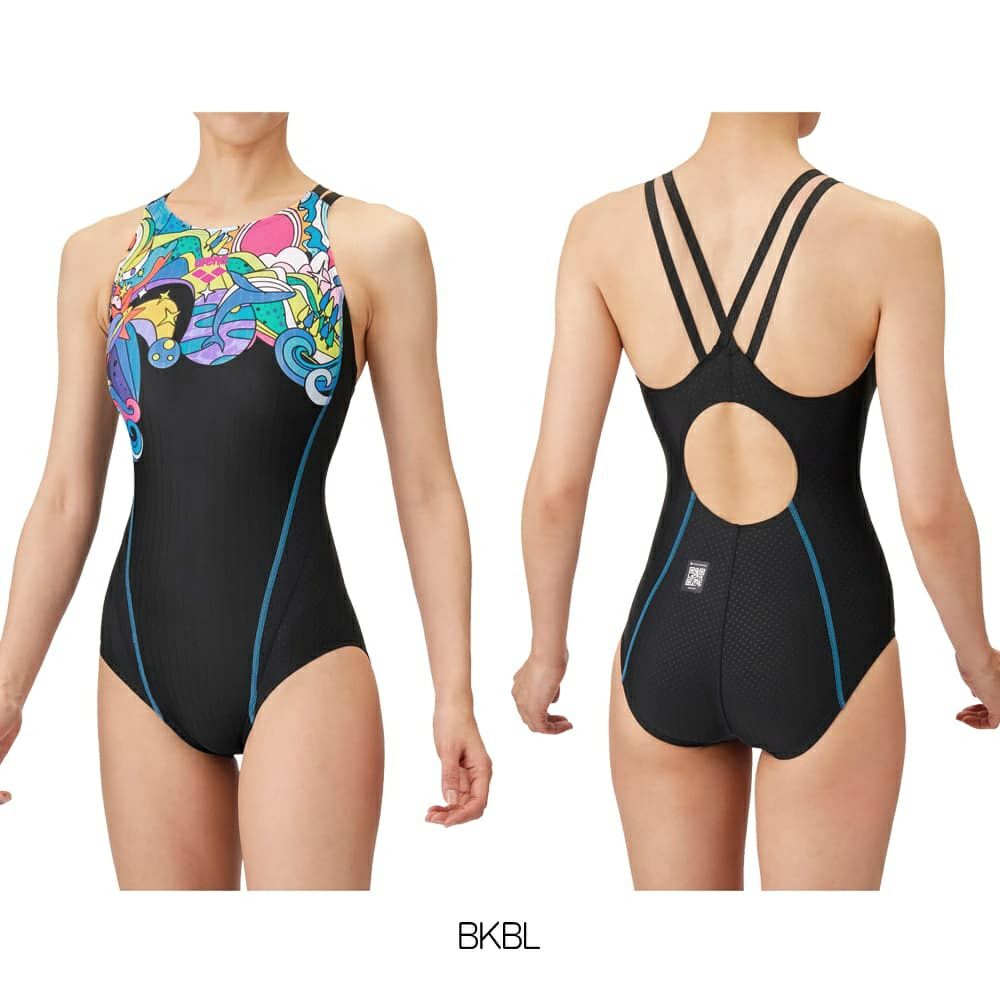 アリーナARENA競泳水着レディースWA承認モデルレーシングワンピースオープンバックAQUARACINGECOAQUASTRIPE-D2025年春夏モデルAS5SRC56Lfinaマークあり