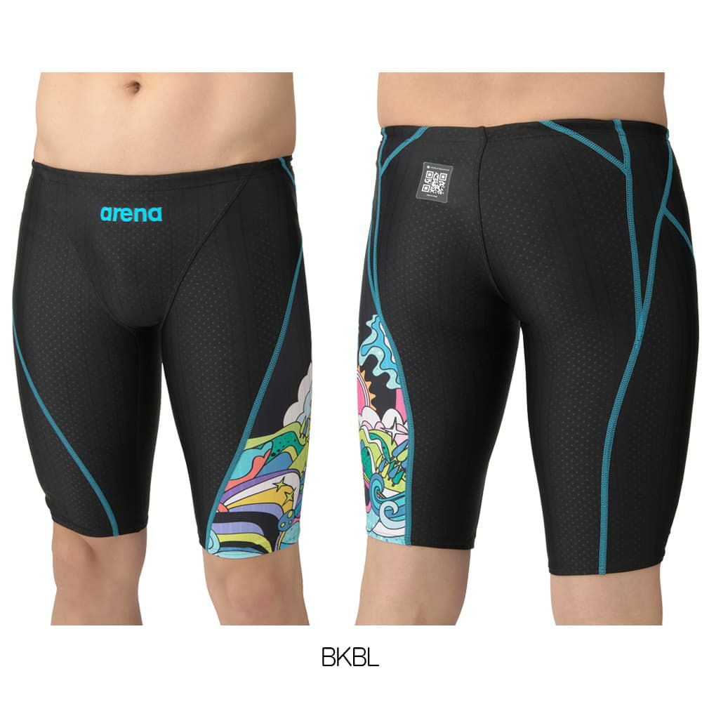 アリーナARENA競泳水着メンズWA承認モデルレーシングスパッツハーフレッグAQUARACINGECOAQUASTRIPE-D2025年春夏モデルAS5SRC57Mfinaマークあり