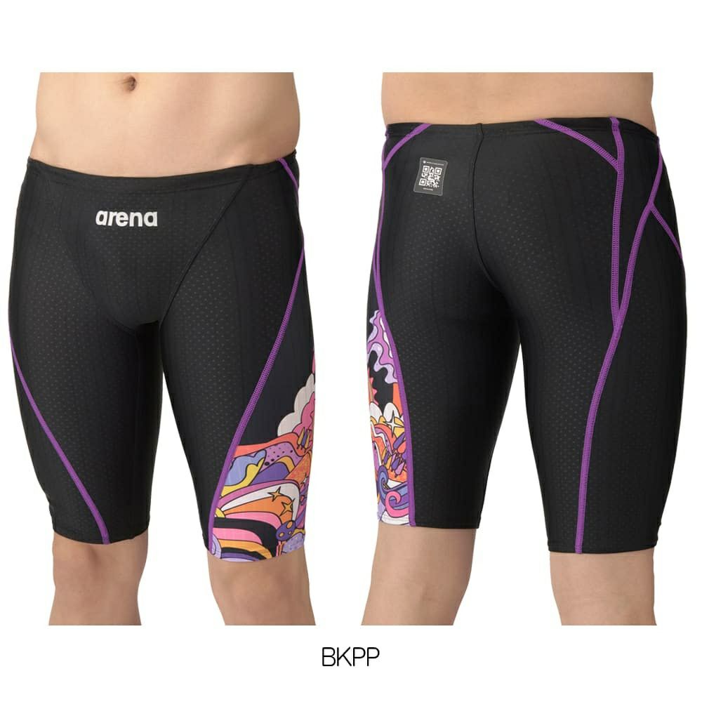 アリーナARENA競泳水着メンズWA承認モデルレーシングスパッツハーフレッグAQUARACINGECOAQUASTRIPE-D2025年春夏モデルAS5SRC57Mfinaマークあり