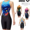 アリーナARENA競泳水着レディースWA承認モデルレーシングワンピーススパッツオープンバックハーフレッグオールインワンAQUARACINGAQUASTRIPE-D2025年春夏モデルAS5SRC67Lfinaマークあり
