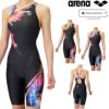 アリーナARENA競泳水着レディースWA承認モデルレーシングワンピーススパッツオープンバックハーフレッグオールインワンAQUARACINGAQUASTRIPE-D2025年春夏モデルAS5SRC68Lfinaマークあり