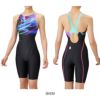 アリーナARENA競泳水着レディースWA承認モデルレーシングワンピーススパッツオープンバックハーフレッグオールインワンAQUARACINGAQUASTRIPE-D2025年春夏モデルAS5SRC69Lfinaマークあり