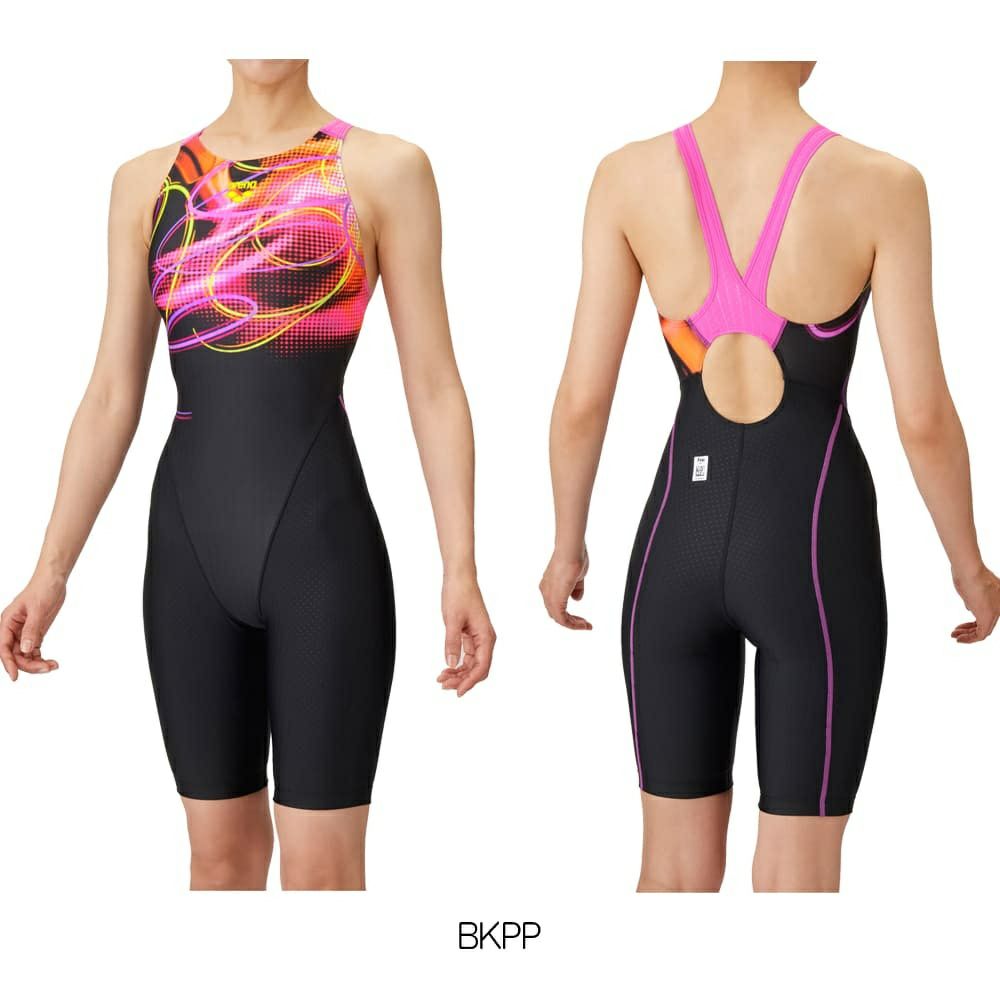 アリーナARENA競泳水着レディースWA承認モデルレーシングワンピーススパッツオープンバックハーフレッグオールインワンAQUARACINGAQUASTRIPE-D2025年春夏モデルAS5SRC69Lfinaマークあり