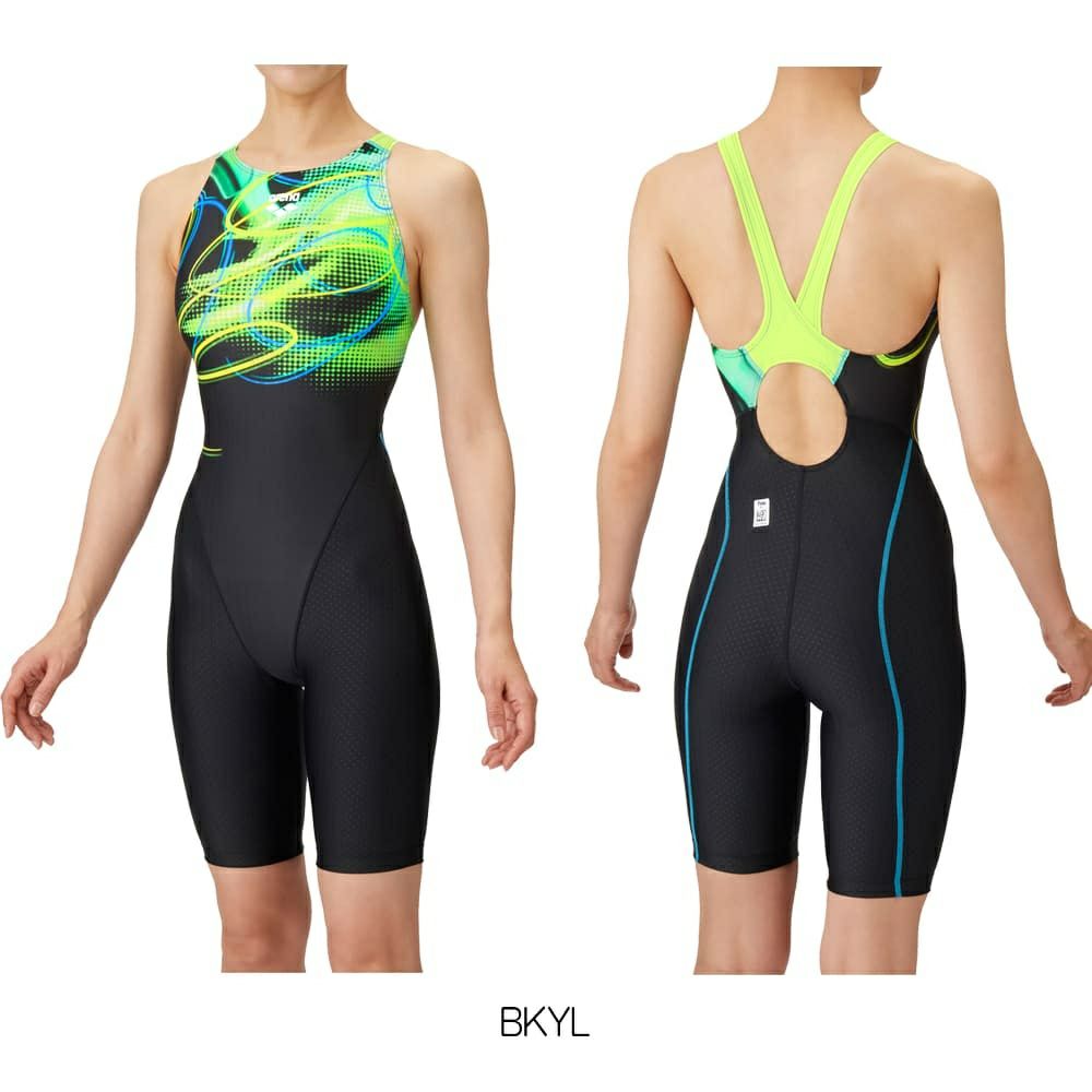 アリーナARENA競泳水着レディースWA承認モデルレーシングワンピーススパッツオープンバックハーフレッグオールインワンAQUARACINGAQUASTRIPE-D2025年春夏モデルAS5SRC69Lfinaマークあり