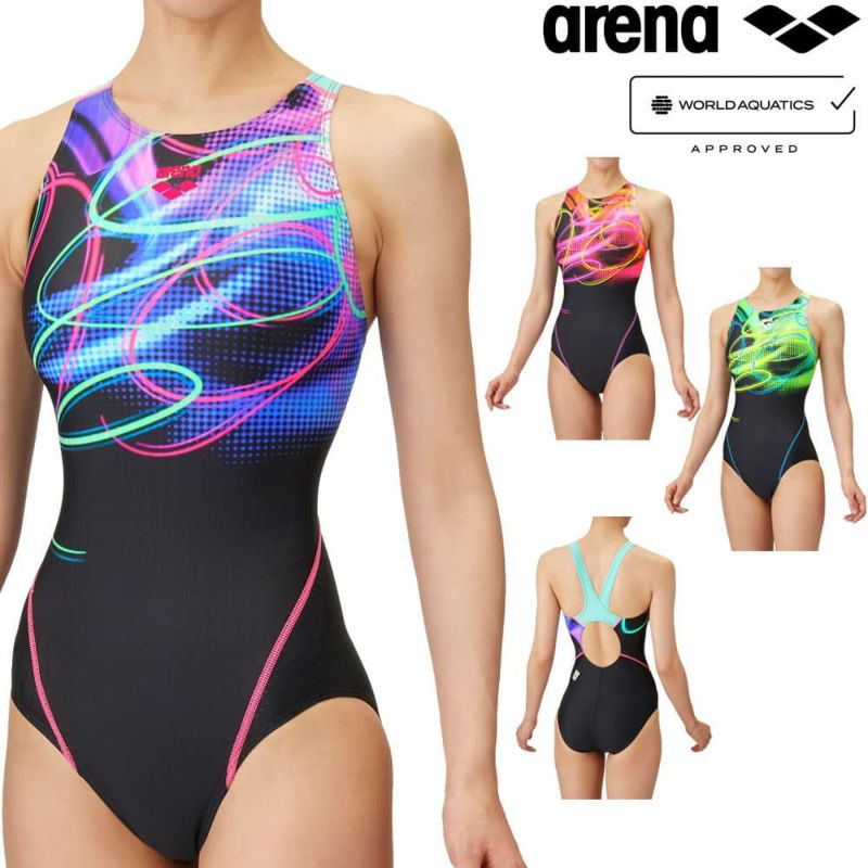 アリーナARENA競泳水着レディースWA承認モデルレーシングワンピースオープンバックAQUARACINGAQUASTRIPE-D2025年春夏モデルAS5SRC70Lfinaマークあり