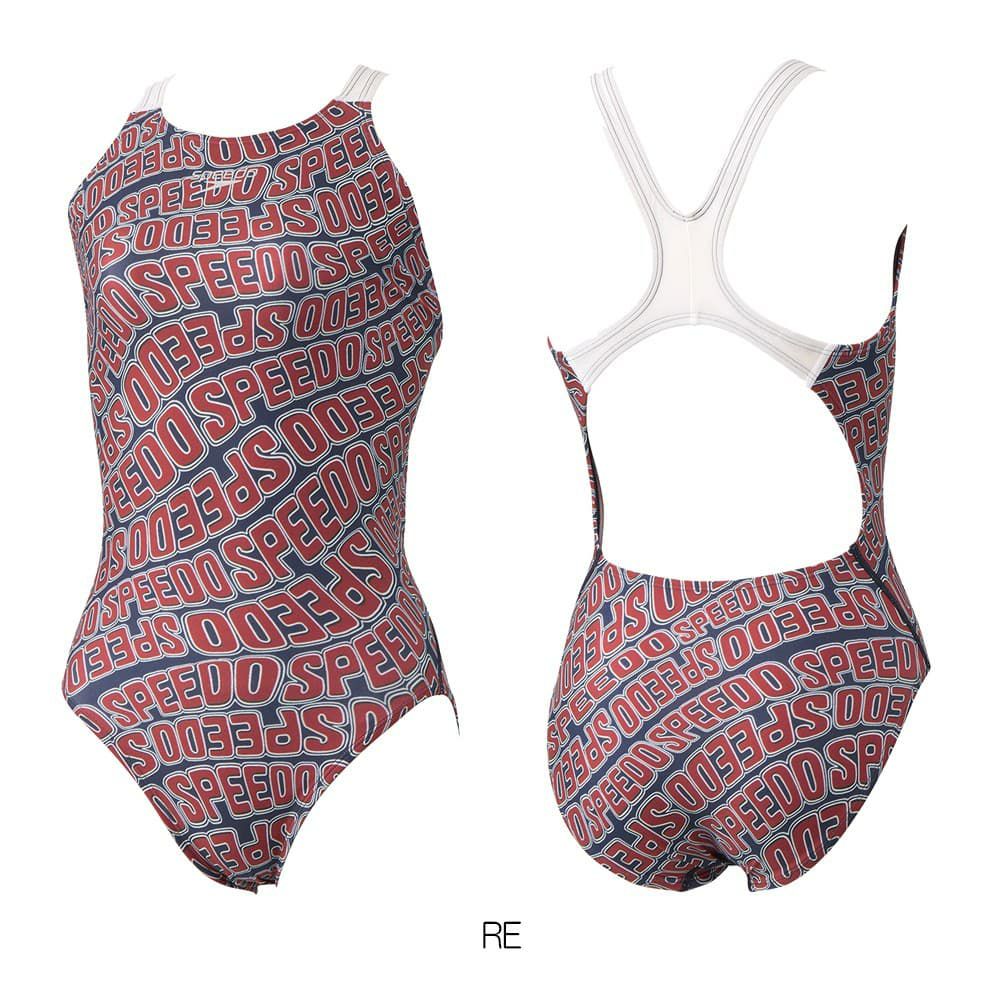 スピードSPEEDO競泳水着練習用水着レディースウェーブロゴターンズスーツENDURANCEECO競泳練習水着2025年春夏モデルSTW02506