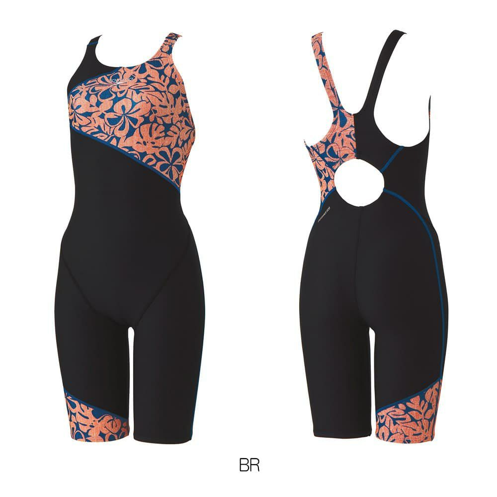 スピードSPEEDO競泳水着練習用水着レディースアロアロターンズパズルミニオープンバックニースキンオールインワンENDURANCEECO競泳練習水着2025年春夏モデルSTW12508