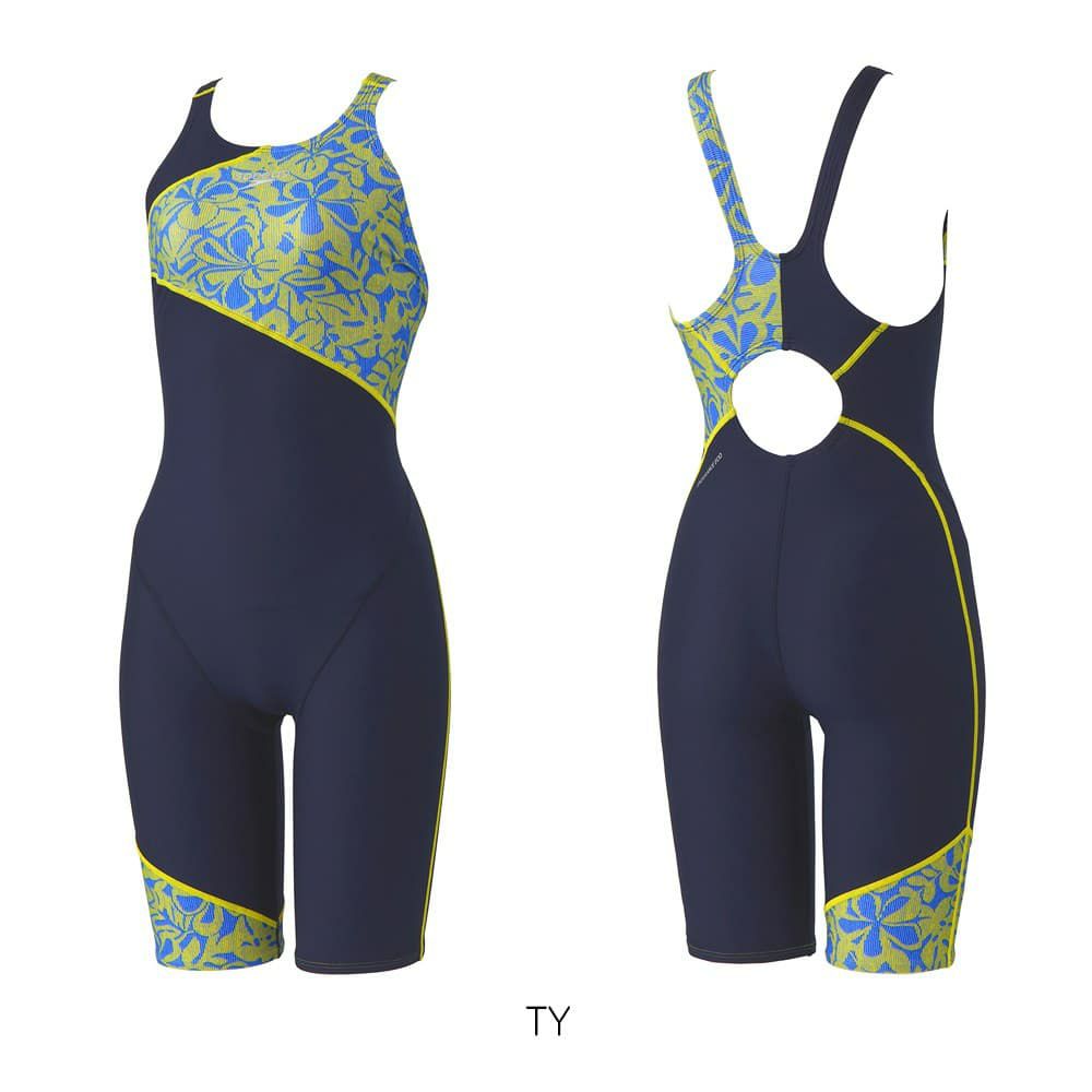 スピードSPEEDO競泳水着練習用水着レディースアロアロターンズパズルミニオープンバックニースキンオールインワンENDURANCEECO競泳練習水着2025年春夏モデルSTW12508