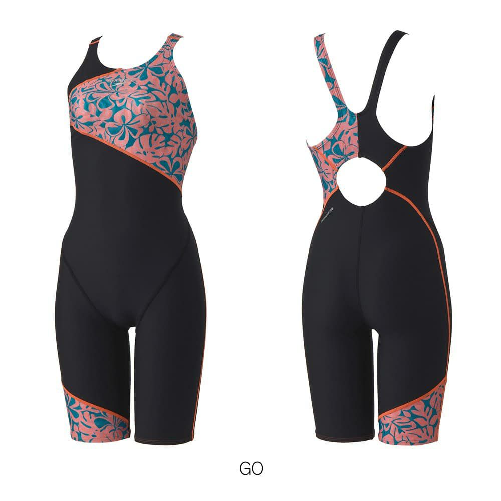スピードSPEEDO競泳水着練習用水着レディースアロアロターンズパズルミニオープンバックニースキンオールインワンENDURANCEECO競泳練習水着2025年春夏モデルSTW12508