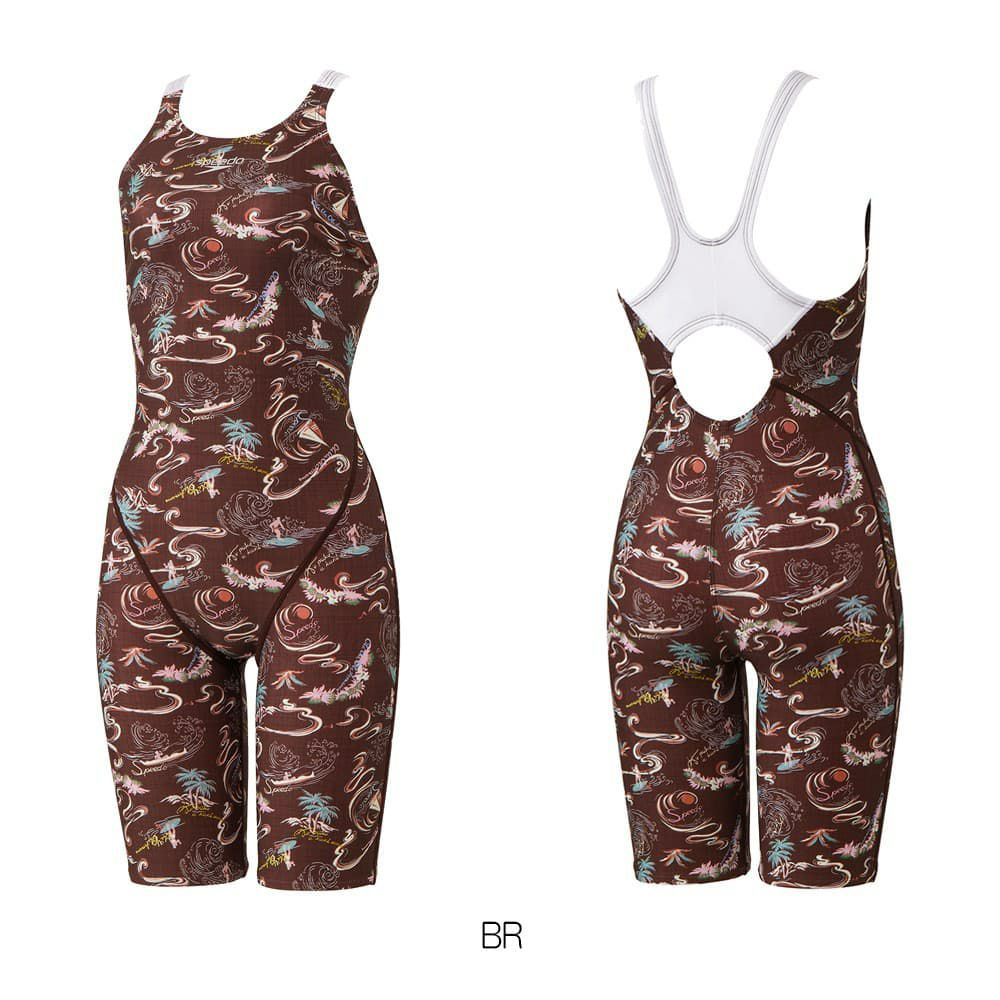 スピードSPEEDO競泳水着練習用水着レディースサンオンザシーターンズミニオープンバックニースキンオールインワンENDURANCEECO競泳練習水着2025年春夏モデルSTW12505