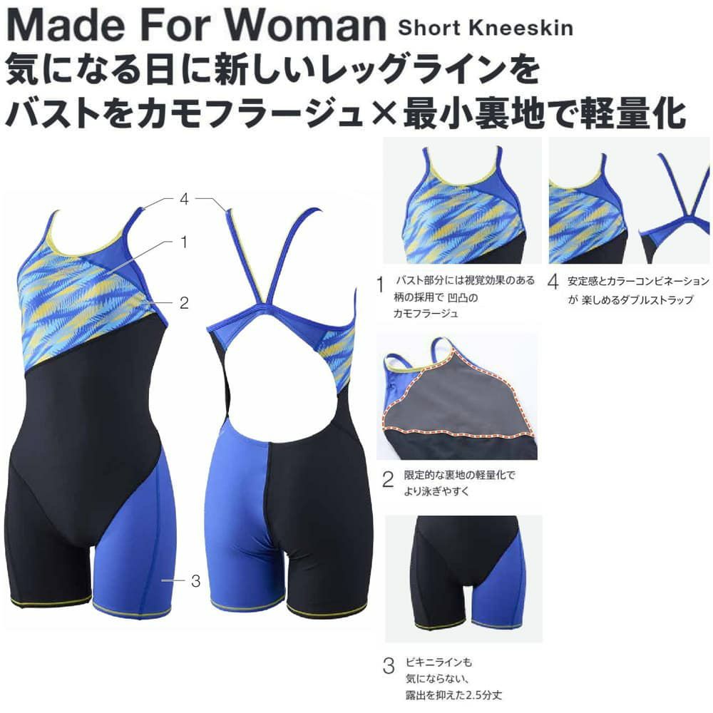 スピードSPEEDO競泳水着練習用水着レディースラウラウターンズショートニースキンオールインワンENDURANCEECO競泳練習水着2025年春夏モデルSTW12510