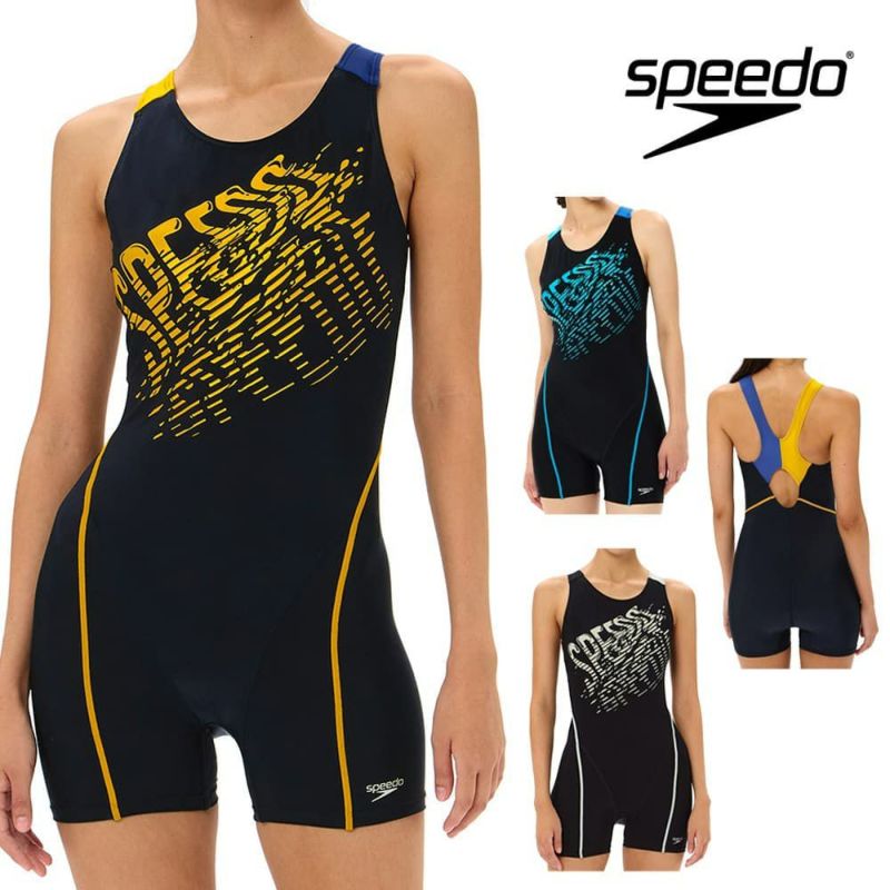 スピードSPEEDOフィットネス水着レディーススプラッシュルースンハーフニースキンオールインワンパッド付きUltraStretchECO2025年春夏モデルSFW12503