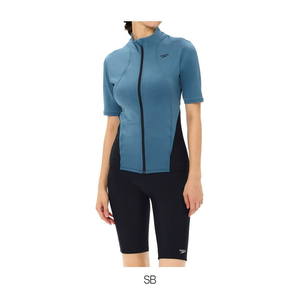 スピードSPEEDOフィットネス水着レディースショートスリーブウェイビーセパパッド付きUltraStretchECO2025年春夏モデルSFW32501