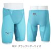 ミズノ競泳水着ジュニア男子GXSONIC6CRWA承認モデルGXSONICVIハーフスパッツ布帛素材競泳全種目短距離～中・長距離選手向きMIZUNO高速水着子供用2025年春夏モデル新色ターコイズN2MBA502-Jfinaマークあり