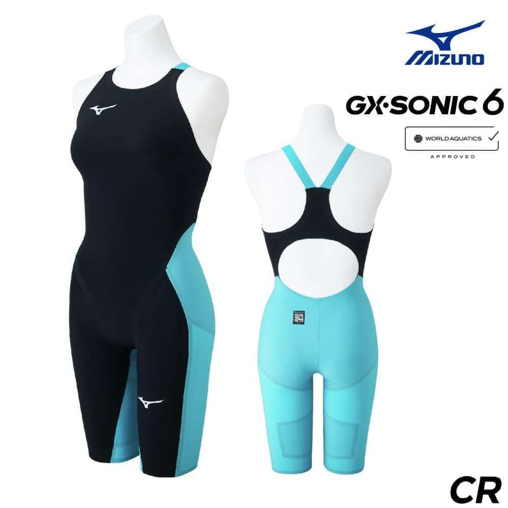 ミズノ競泳水着レディースGXSONIC6CRWA承認モデルGXSONICVIハーフスーツ布帛素材競泳全種目短距離～中・長距離選手向きMIZUNO高速水着女性用2025年春夏モデル新色ターコイズN2MGA702finaマークあり