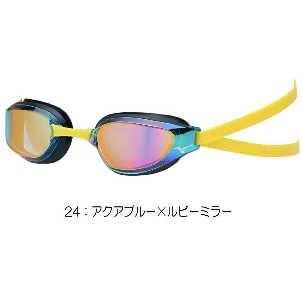 ミズノMIZUNO水泳レーシングゴーグル限定ゴーグルミラーレンズクッション一体成型WA承認モデルくもり止め競泳2025年春夏モデルN3JEC031FINA承認