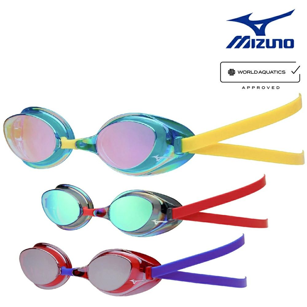 ミズノMIZUNO水泳レーシングゴーグル限定ゴーグルミラーレンズノンクッションタイプWA承認モデルくもり止め競泳2025年春夏モデルN3JEC081FINA承認