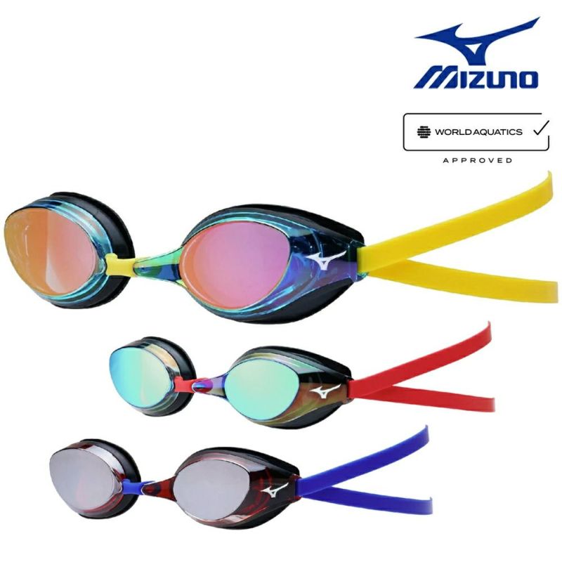 ミズノMIZUNO水泳レーシングゴーグル限定ゴーグルミラーレンズクッション一体成型WA承認モデルくもり止め競泳2025年春夏モデルN3JEC091FINA承認