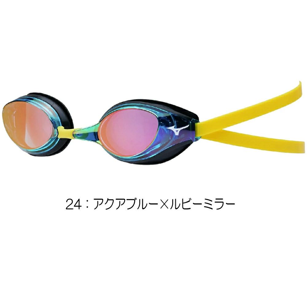 ミズノMIZUNO水泳レーシングゴーグル限定ゴーグルミラーレンズクッション一体成型WA承認モデルくもり止め競泳2025年春夏モデルN3JEC091FINA承認