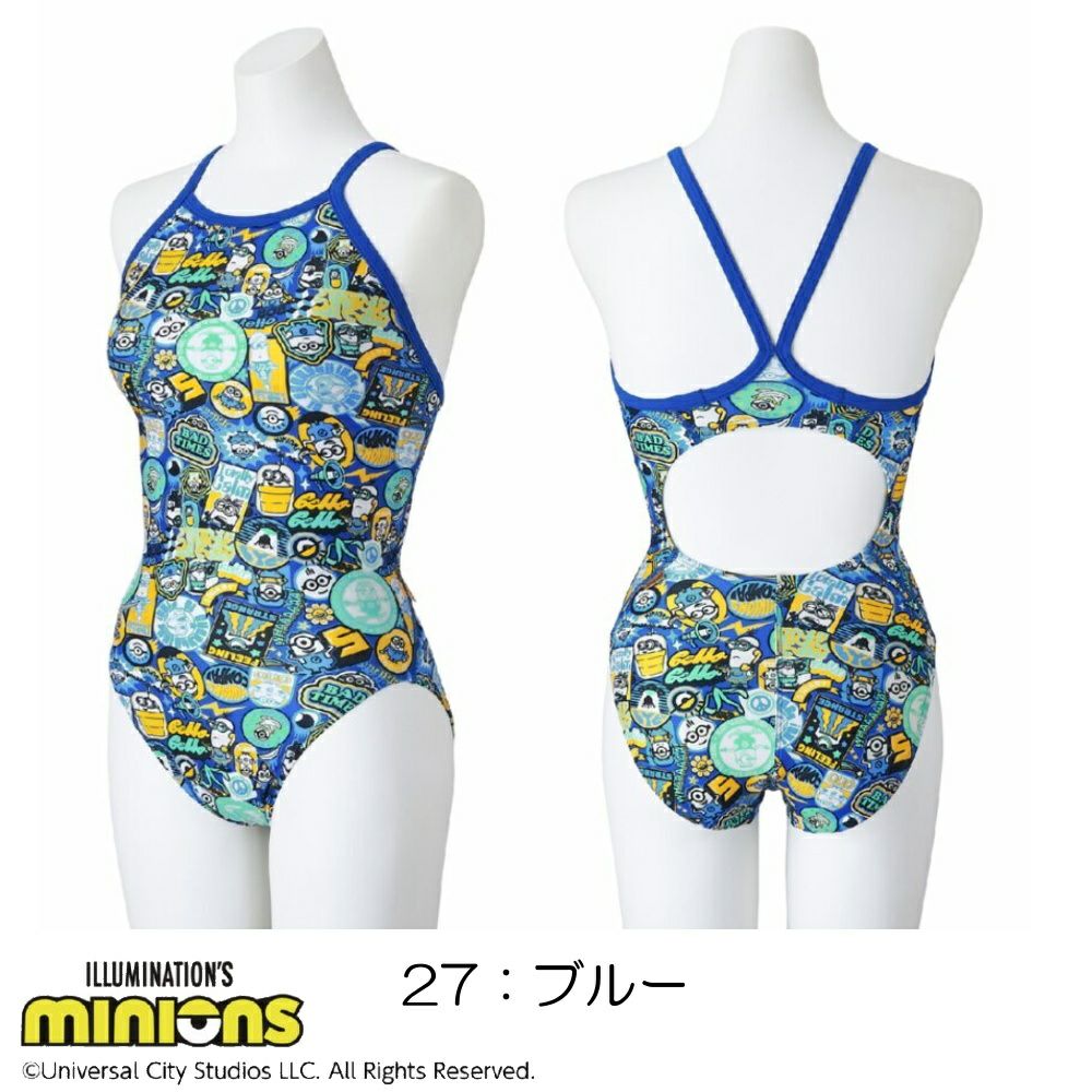 ミズノMIZUNO競泳水着レディース練習用エクサースーツミディアムカットEXER SUITS U-FitミニオンズMINIONS2025年春夏モデルN2MAC295