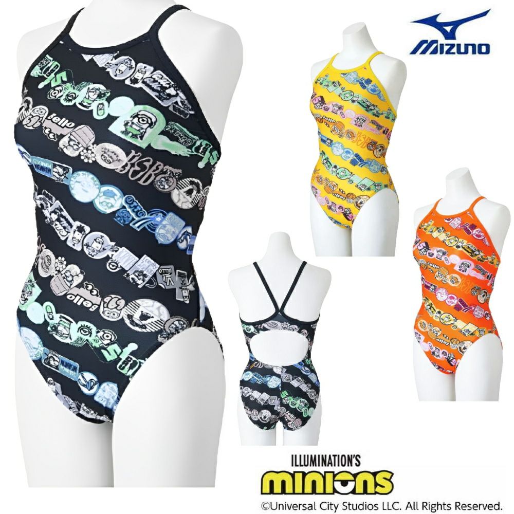 ミズノMIZUNO競泳水着レディース練習用エクサースーツミディアムカットEXERSUITSU-FitミニオンズMINIONS2025年春夏モデルN2MAC296